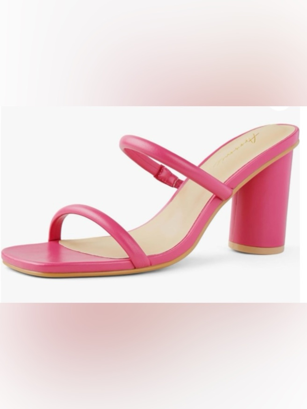 Hot Pink Double-Strap High Chunky Heel Sandals